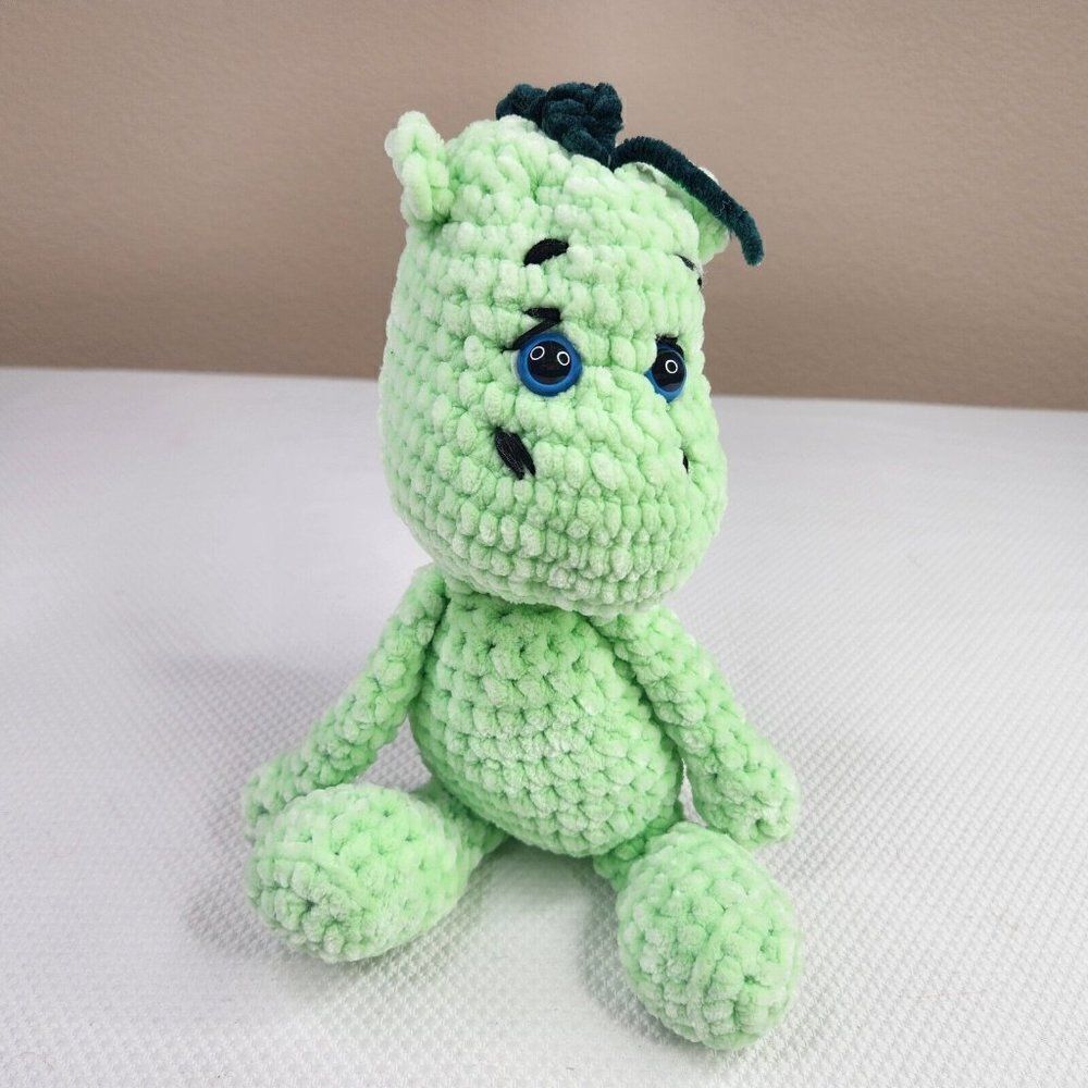 Amigurumi Stuffed Toy Green Dragon Crochet Handmade 13"